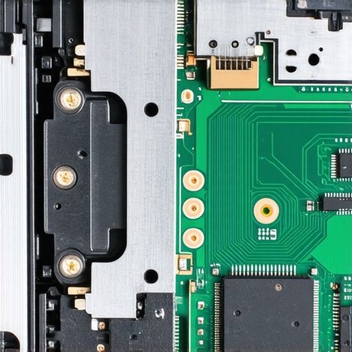 Close-up of a laptop's internal metal hinge and mounting screws