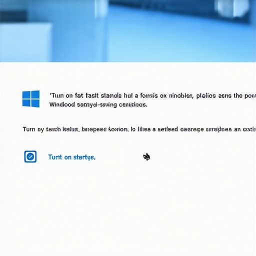 Windows power settings menu with fast startup disabled to save battery.