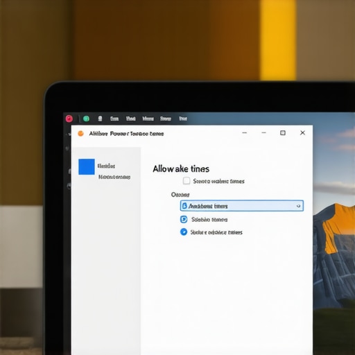 A laptop screen showing the advanced power settings menu to disable wake timers for better battery life.