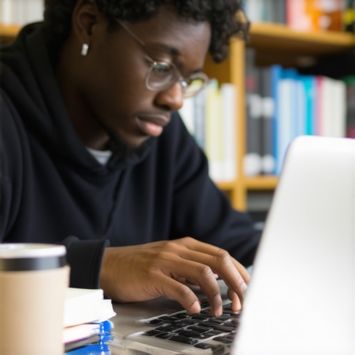 Durable Student Laptop for University A durable student laptop being used for studying in a college library.