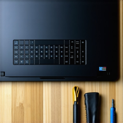 A detailed view of a laptop's air intake vents clogged with lint and dust.