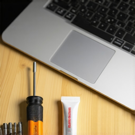 Close-up of laptop repair tools and internal hardware maintenance