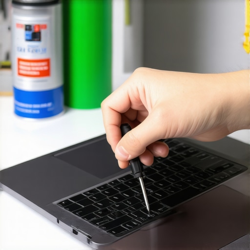 Essential Laptop Maintenance Tools Cleaning and maintaining a laptop with precision tools and compressed air