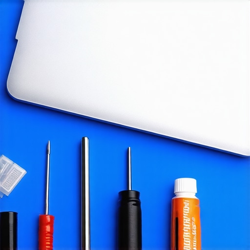 Professional toolkit for laptop maintenance featuring screwdrivers and thermal compound on a workbench.