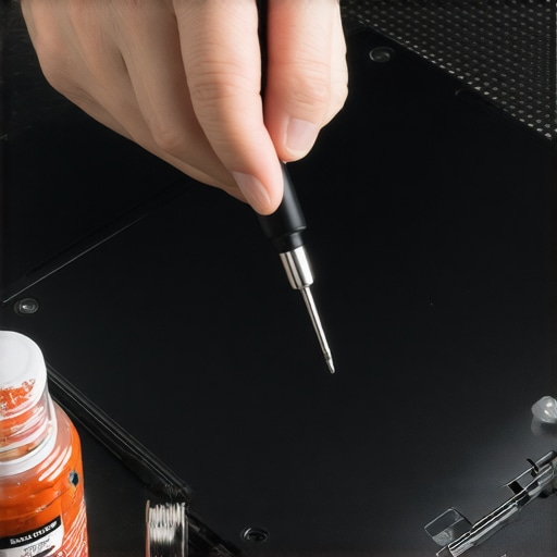 Essential Tools for Laptop Maintenance A technician performing maintenance on a laptop with a toolkit and thermal paste.