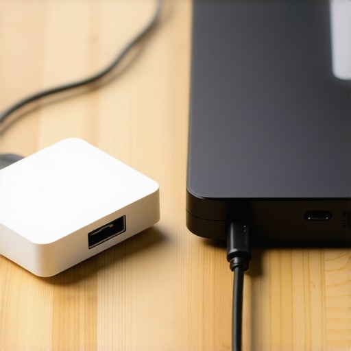 A modern small GaN charger next to a large traditional laptop power brick
