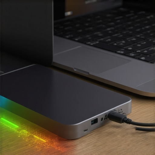 High-Performance USB-C Dock Thermal Management A high-quality USB-C dock being used with a laptop to manage heat and reduce fan noise.