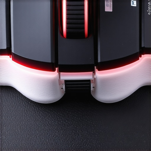 Close-up of a gaming mouse sensor and clean feet on a desk mat for optimal performance.