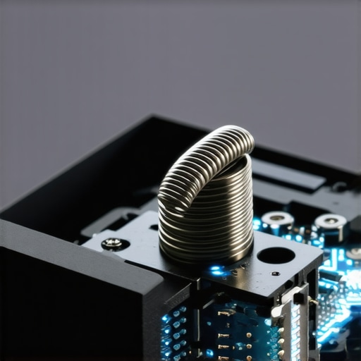 Close-up of a mechanical switch showing the spring and durable construction for laptop accessories.