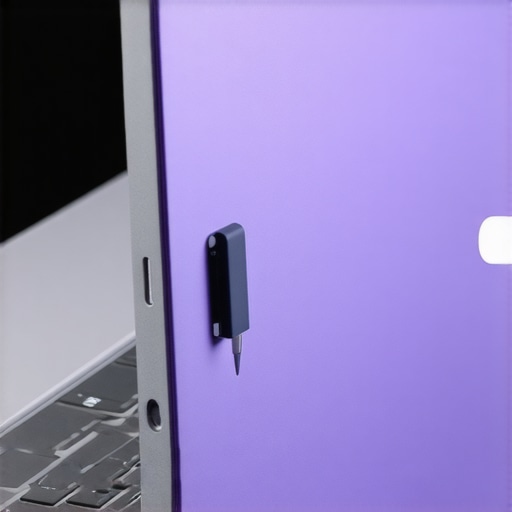 Close-up of a laptop USB-C port with a Thunderbolt logo and a traditional barrel port nearby.