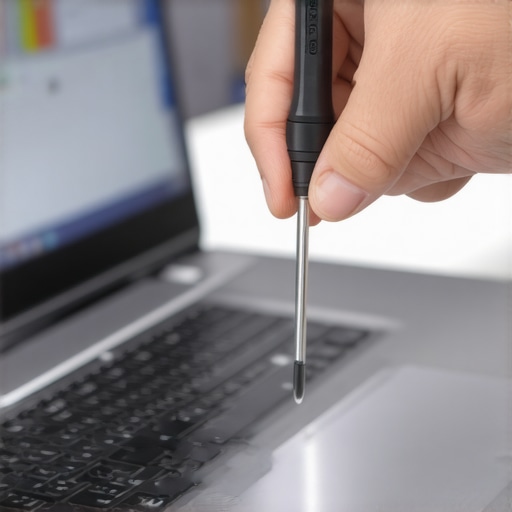 Person opening a business laptop to inspect the NVMe SSD