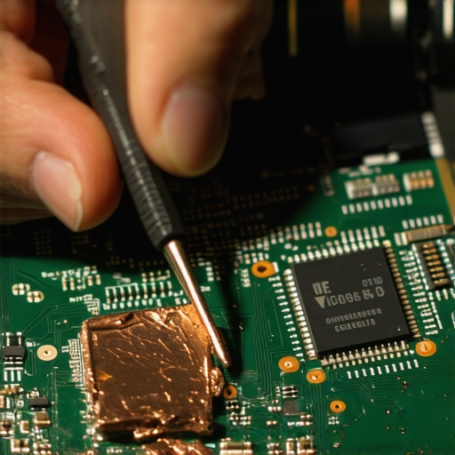 Installing a Copper Shim on a Laptop CPU A precision installation of a copper shim onto a laptop CPU to bridge the cooling gap.