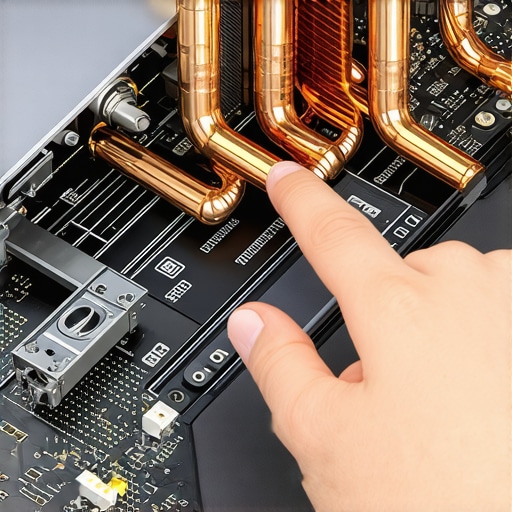 Internal Laptop Cooling and Heat Management Detailed view of laptop copper heat pipes and cooling fans to illustrate thermal management.