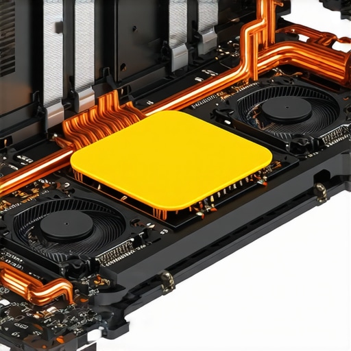 Close-up of laptop internal cooling components with thermal heat map