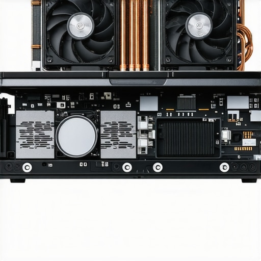 Close up of laptop internal cooling fans and copper pipes