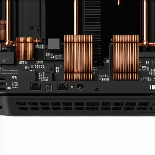 Intricate Internal Cooling System of a High-End Laptop Internal cooling pipes and fans of a gaming laptop illustrating thermal management.