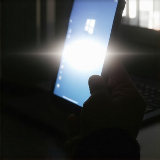 Using a flashlight to check if an LCD panel is still displaying an image despite a failed backlight.