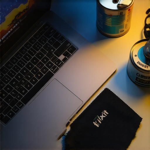 Laptop Maintenance Essentials and Tools A professional laptop maintenance kit and cleaning supplies on a wooden desk.