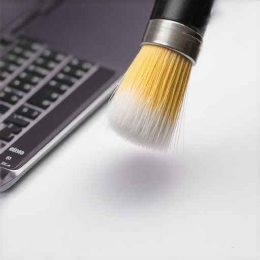 Laptop Microphone Maintenance Cleaning Person cleaning a laptop microphone port with a brush