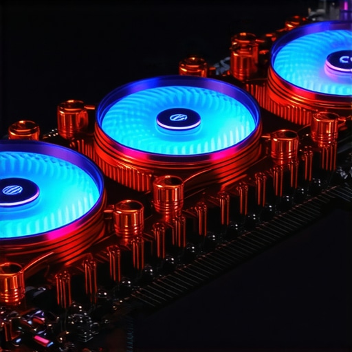 Internal view of laptop cooling system showing heat pipes and fans