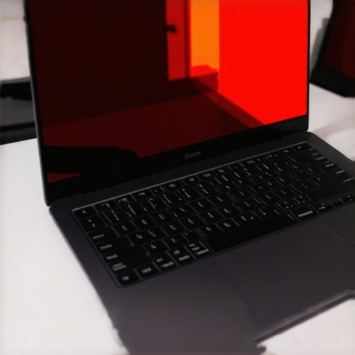 A visual representation of heat concentration on an ultra-thin laptop keyboard deck.