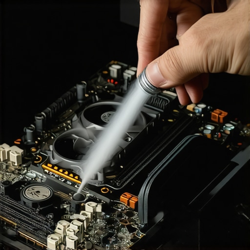 Maintaining internal laptop hardware and cooling fans An open gaming laptop being cleaned of dust to prevent thermal throttling