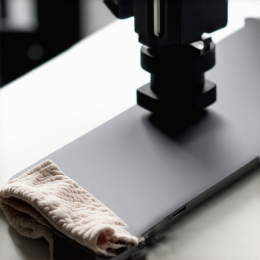 Person cleaning a high-end external webcam lens with a microfiber cloth