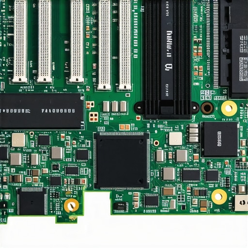 Modular Laptop Internal Components A close-up view of a laptop motherboard highlighting replaceable RAM and SSD slots