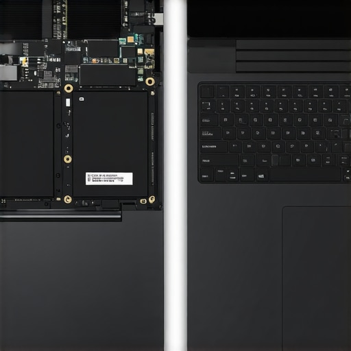 Internal view of a repairable business laptop versus a thin sealed ultrabook.