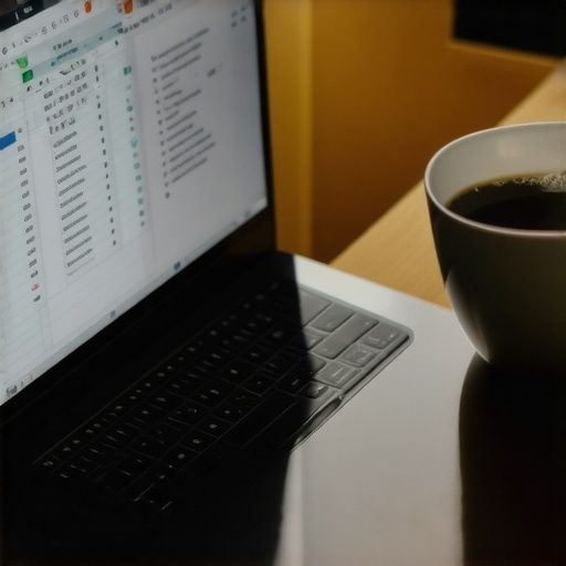 Optimized 16:10 Laptop Screen Setup A modern 16:10 aspect ratio laptop displaying a split-screen workspace with maximum vertical space on a coffee shop table.