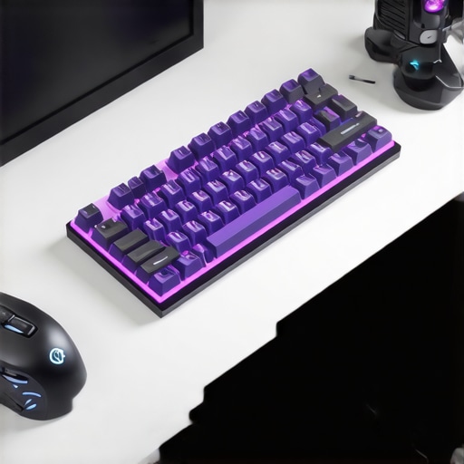 Optimized Compact Mechanical Keyboard Setup An angled compact mechanical keyboard on a clean gaming desk with a coiled cable and gaming mouse.
