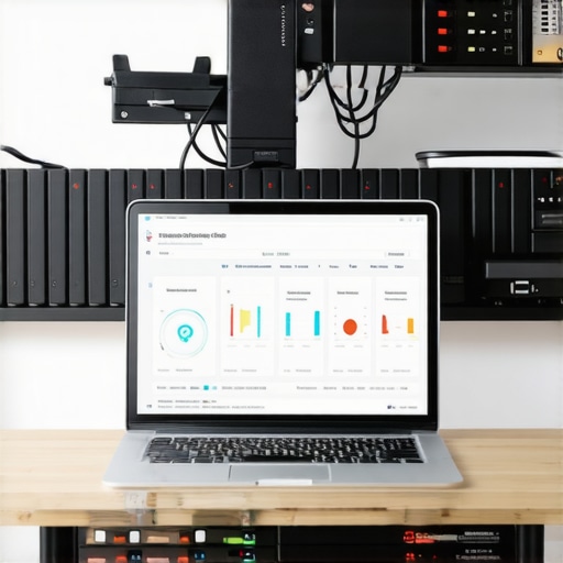 Organizing Your Home Server Workspace Home server setup using an old laptop with external storage and monitoring dashboard.