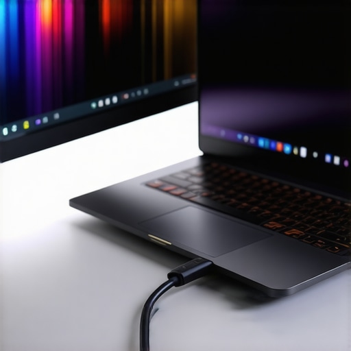 High-quality DisplayPort cable connecting a laptop to a 4K monitor