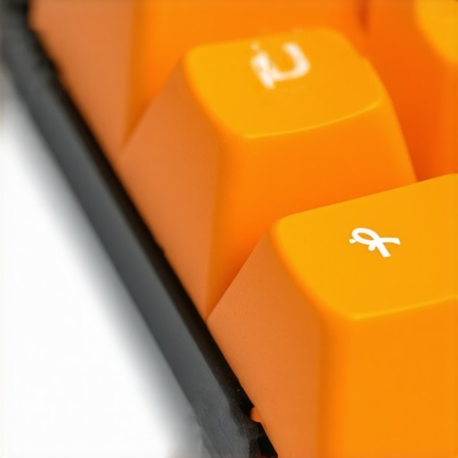 Close-up of premium double-shot PBT keycaps highlighting their textured finish and durable design.