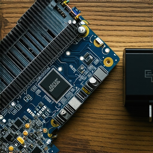 Comparison of durable enterprise laptop components and a budget power adapter on a workspace.