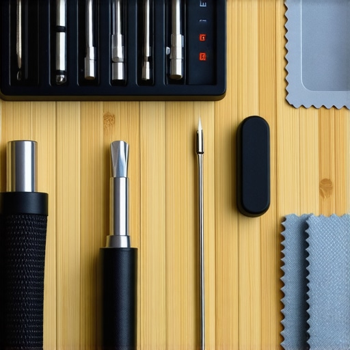 Professional Laptop Maintenance Tools A collection of laptop repair tools including precision screwdrivers and cleaning supplies.