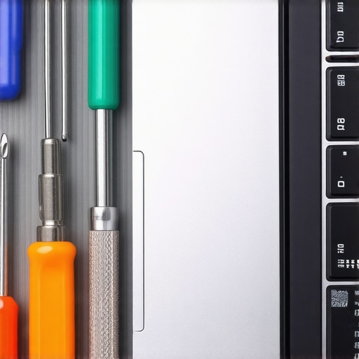 Close up of laptop repair tools and internal hardware maintenance