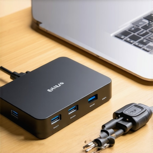 Professional Laptop Maintenance and Charging Gear High-wattage GaN charger and laptop repair tools on a desk