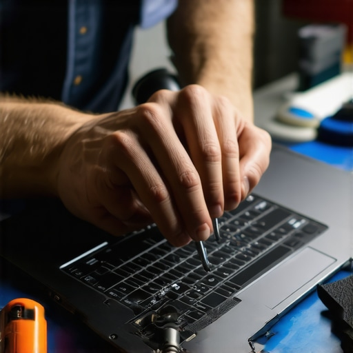 Professional Laptop Maintenance and Repair Technician opening a laptop for internal cleaning and maintenance