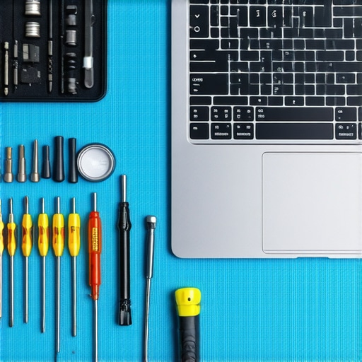 A high-quality electronics repair toolkit used for laptop maintenance and internal hardware upgrades.