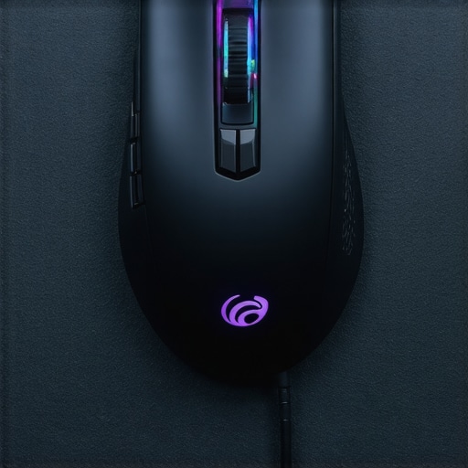 A high-performance silent gaming mouse on a thick cloth pad in a dark room.