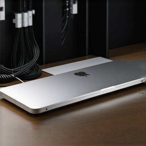 A professional workspace featuring a high-quality docking station and organized cables on a desk.
