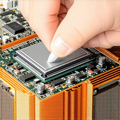 Technician applying high-quality thermal paste to a business laptop processor to prevent overheating.