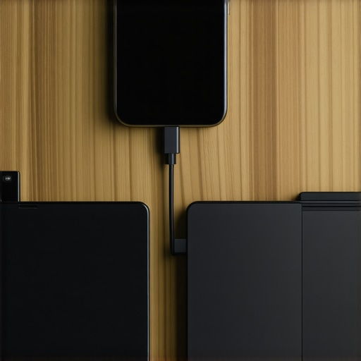 Close-up of a smartphone mounted on a laptop as a high-end webcam using a high-quality cable.