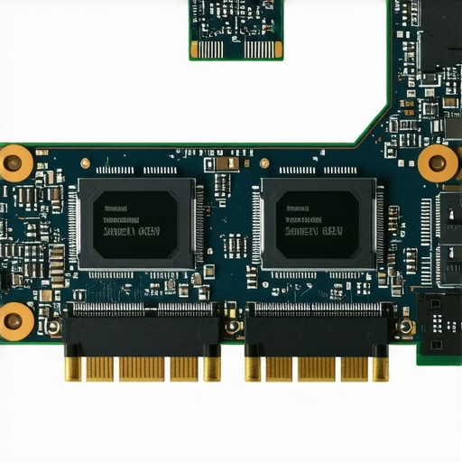 Close up of a modern laptop motherboard showing non-removable RAM and proprietary connectors.