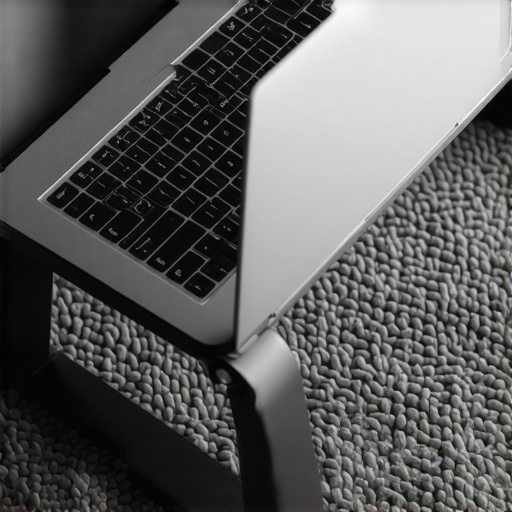 Close up of a stable weighted sled base desk on plush carpeting