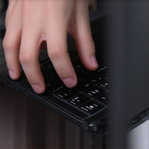 Testing Laptop Hinge Durability Close up of a hand checking for laptop screen flex and hinge strength