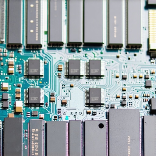 Close up of a laptop motherboard with soldered non-upgradable RAM