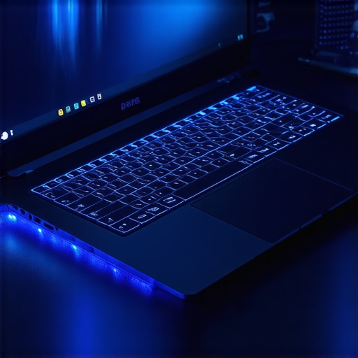 A laptop on an RGB cooling pad showing dust buildup in the vents.