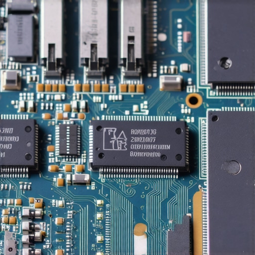 Detailed view of soldered RAM chips on a laptop motherboard